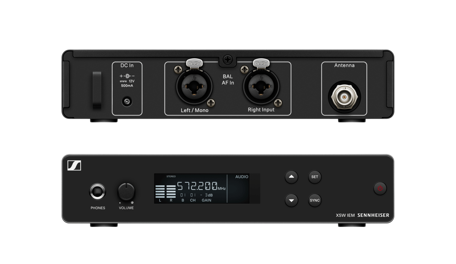 XS_Wireless_IEM_SR_Product_Shot_Cutout_Transmitter_Front_Back.png