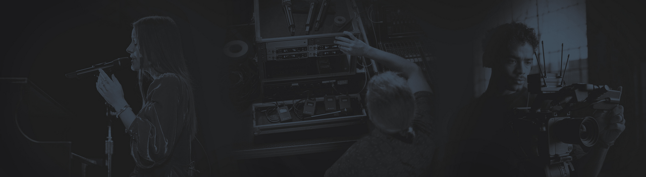 Sennheiser Evolution Wireless Digital Family equipment in use by musicians and videographers.