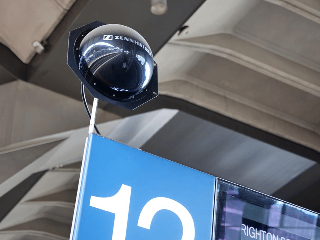 Sennheiser security camera mounted at Southern Cross Station platform 12.