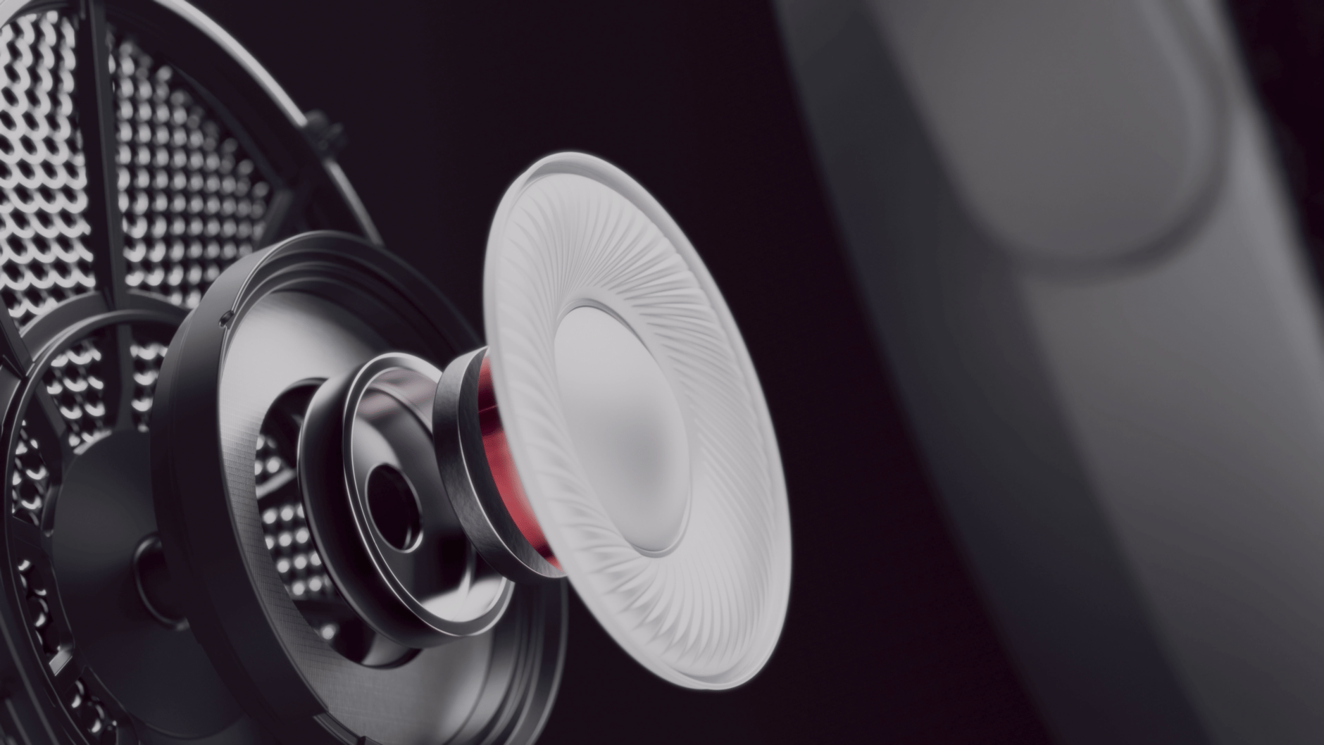 Close-up view of Sennheiser HD 490 PRO headphone driver and diaphragm.