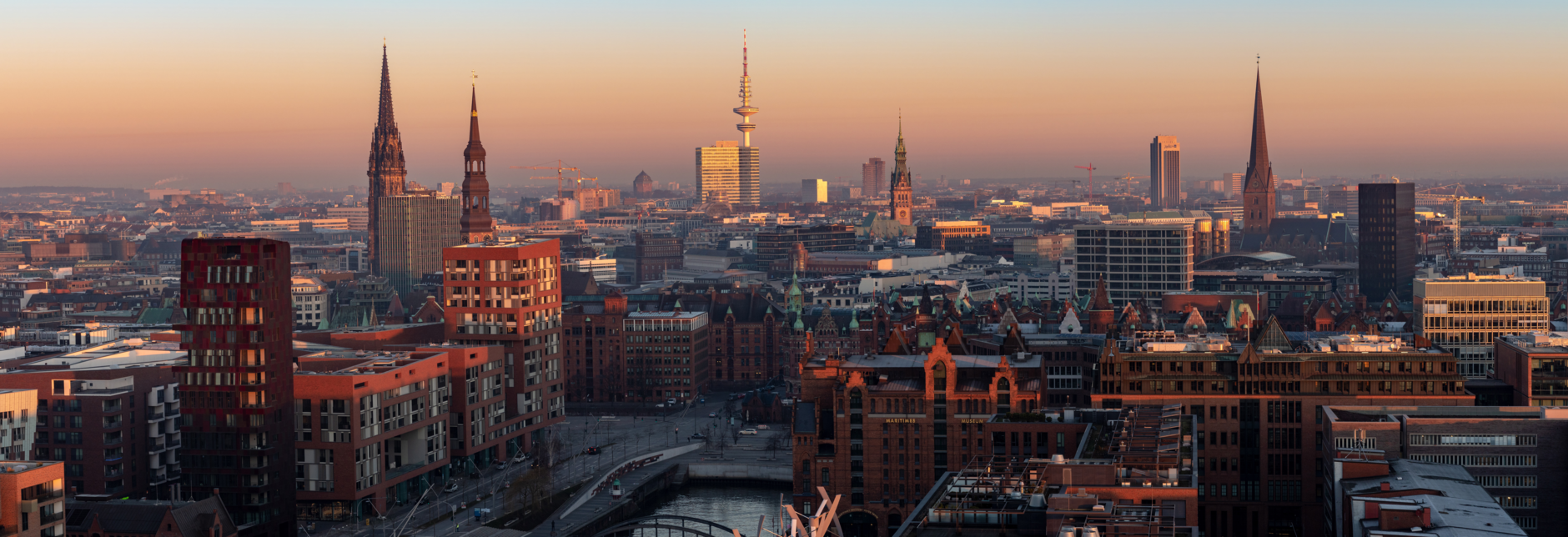 Panorama of Downtown Hamburg from above