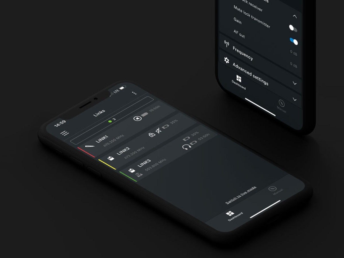 Sennheiser Smart Assist app interface displayed on two smartphones.