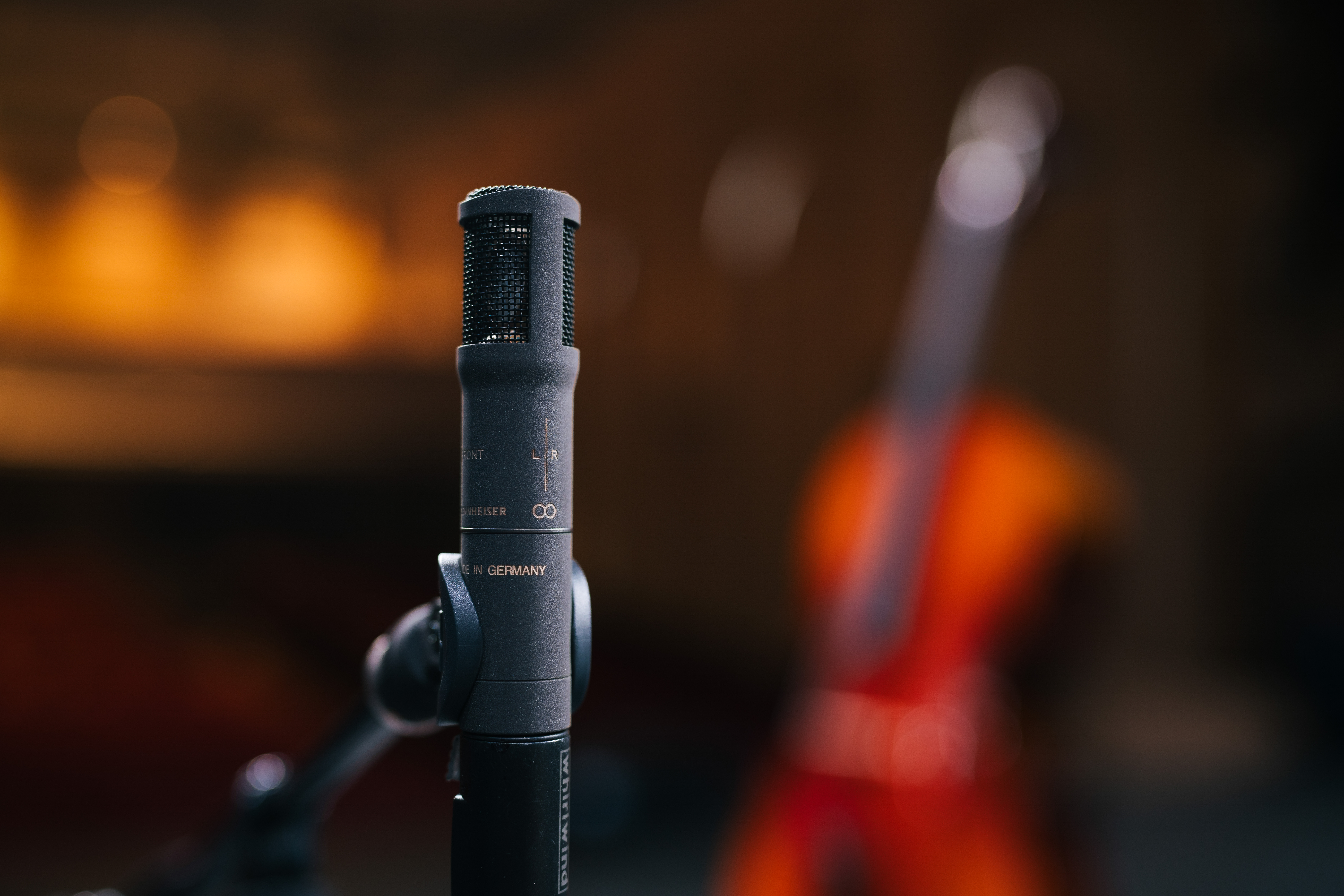 Sennheiser MKH 8030 microphone in use with blurred background